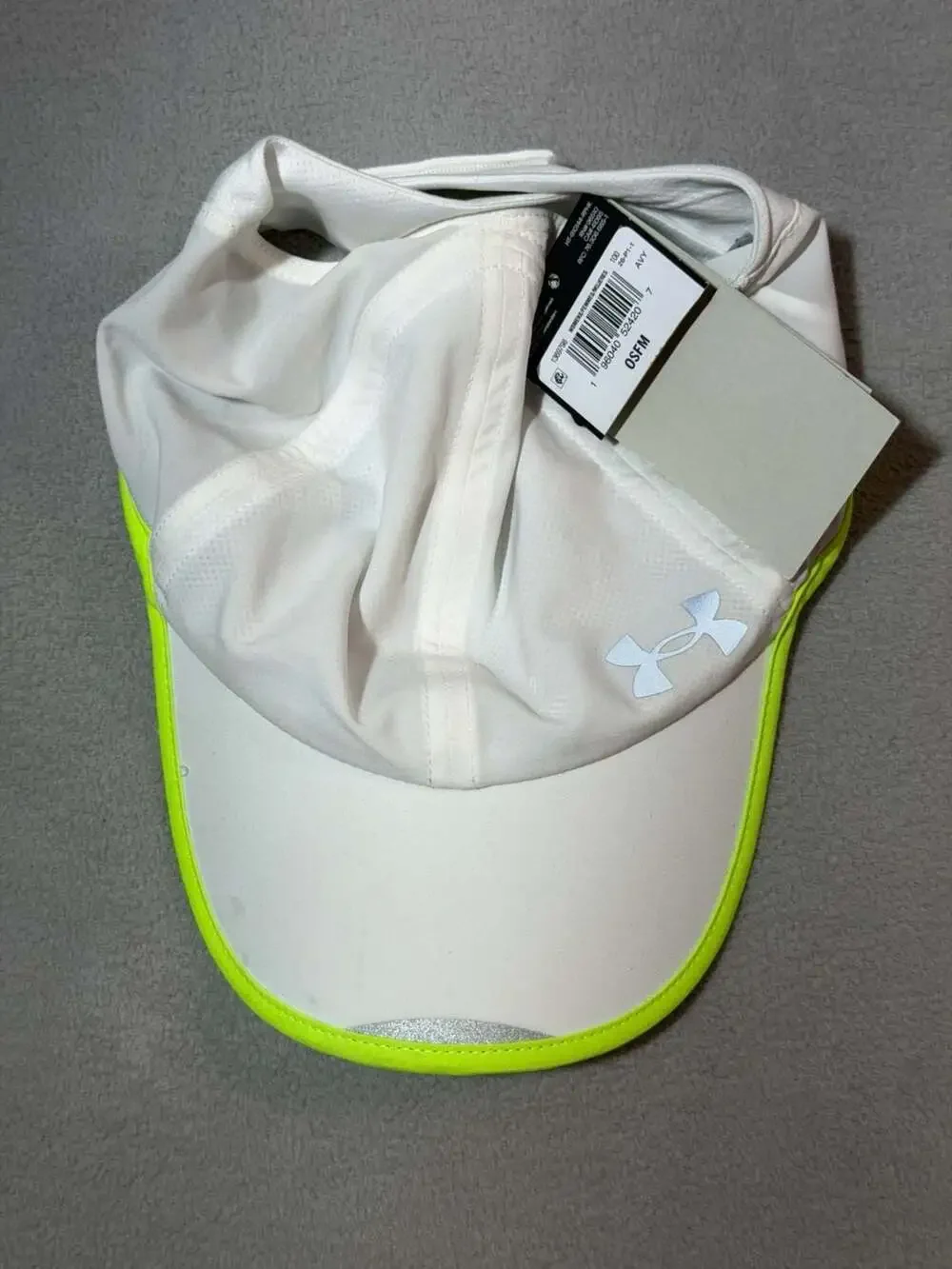 Under Armour Women's Launch Run Visor White Lime Surge Reflective NWT